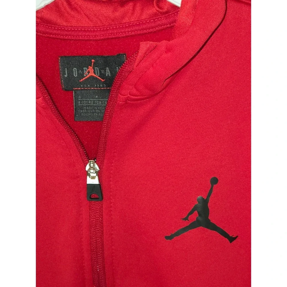 Jordan‎ Dri-FIT Full Zip Hoodie Red Black Colorblock Kids Size S (8-10)
